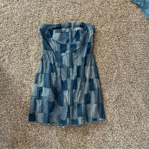 ❌DONATED❌  NWOT Patchwork Denim Strapless Dress